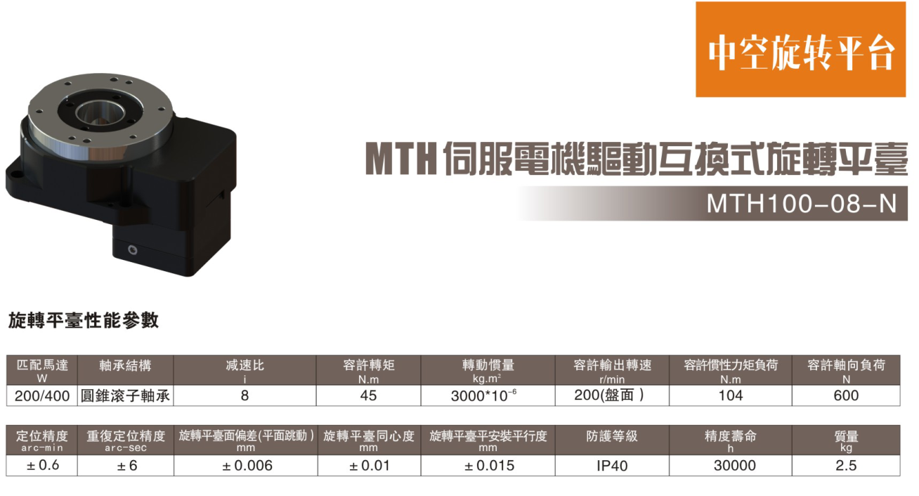 伺服電機驅動互換式旋轉平臺MTH100-08-N參數.png